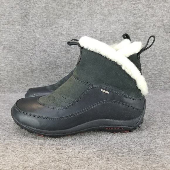 Merrell Sulis Black Leather Waterproof Insulated Winter Boots Women 7.5 DISCOLOR - Picture 10 of 12